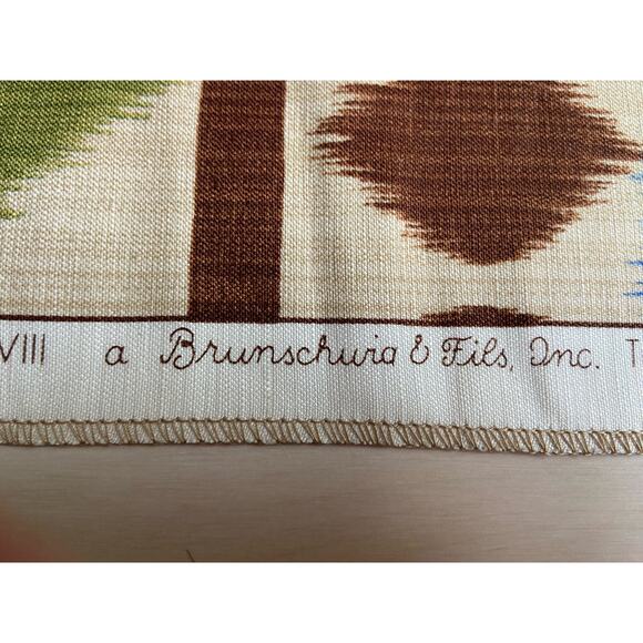 Branschwig & Fils "UZBEK" fabric linen and cotton vintage swatch 27” x 35” - Picture 6 of 6